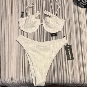 ONEONE White Textured Underwire Bikini Set NWT